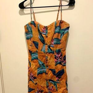 Orange Floral Button-Up Mini Dress